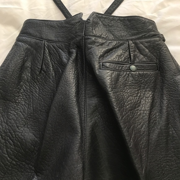 BLACK NATURAL GRAIN COWHIDE LEATHER PANTS - Picture 4 of 12